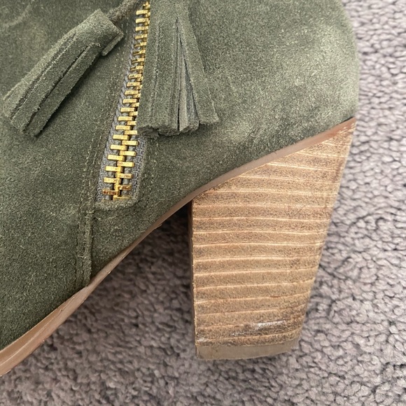 Olive Green Zip Up Booties - Picture 3 of 5
